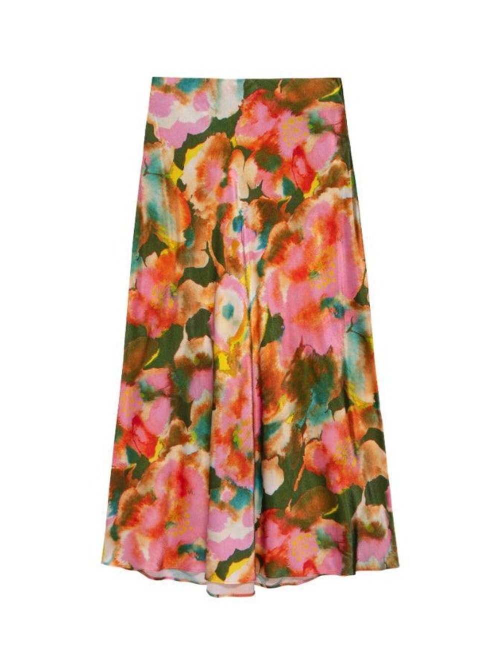 Rails Anya Terra Floral A-Line Satin Skirt Abstract Elastic Waist